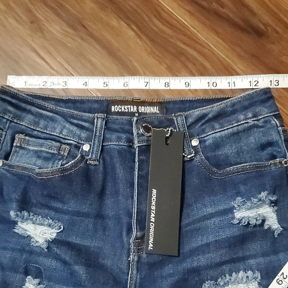 Rockstar Original Dark Blue Distressed Flare Jeans - Picture 8 of 9